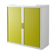 Armoire basse à rideaux EASY OFFICE - 110 x 104 x 41,5 cm - Corps blanc - Rideaux et poignée vert