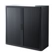 Armoire mi-haute à rideaux EASY OFFICE - 110 x 104 x 41,5 cm - Corps, rideaux et poignée noir