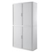 Armoire haute à rideaux EASY OFFICE - 110 x 204 x 41,5 cm - Corps, rideaux et poignée blanc