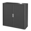 Armoire mi-haute à rideaux EASY OFFICE - 110 x 104 x 41,5 cm - Corps et rideaux anthracite - Poignée grise