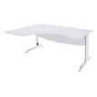 Bureau compact à gauche IDRA - L180 cm - Pieds blanc - plateau Blanc perle (Pieds de renfort obligatoire à rajouter - non inclus)