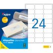 Apli Agipa - 600 Étiquettes adhésives blanches multi-usages - 63,5 x 33,9 mm - coins arrondis - réf 119641