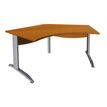 Bureau symétrique 120° IDRA - L180 cm - Pieds aluminium - plateau imitation Merisier