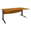 3253310150119-Bureau double vague symétrique IDRA - L180 cm - Pieds anthracite - plateau imitation Meris-P_79408640_1-0