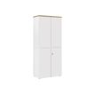 Armoire hautes YES ! - L80 x H187 x P42 - 2 portes - Façade blanche - Dessus merisier