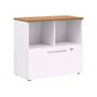 Rangement bas YES ! - L80 x H74 x P42 - 2 cases / 1 tiroir - Façade blanche - Dessus merisier