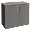 Armoire basse IDRA/DUAL - H72 x L80 x P47 - 2 portes - Corps anthracite - Dessus et portes imitation Chêne gris