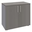Armoire basse IDRA/DUAL - H72 x L80 x P47 - 2 portes - Corps alu - Dessus et portes imitation Chêne gris