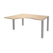 Bureau compact EXPRIM - L160 cm - Retour gauche - Plateau imitation Chêne clair - Pieds alu (Pieds de renfort obligatoire à rajouter - non inclus)
