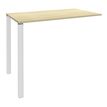 Table Lounge 2 Pieds - L140xH105xP80 cm - Pieds blanc - plateau imitation érable