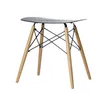 Tabouret bas SKOLL - pieds bois et acier noir - assise noire