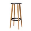 2 Tabourets hauts WOODY - pied hêtre - assise noire