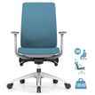 Fauteuil de bureau LEWIS - accoudoirs réglables - appui-tête en option - Bleu