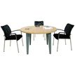 Table de réunion ronde EVIDENCE - 120 cm - Pieds aluminium - Plateau imitation érable