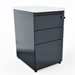 Caisson hauteur bureau 60 cm EVIDENCE - 2 tiroirs + 1 tiroir dossiers suspendus - corps anthracite - top imitation chêne clair