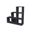Bibliothèque modulaire MAXICOLOR - 6 cases en escalier - imitation frêne noir