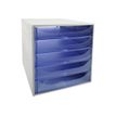 Exacompta Ecobox - Module de classement 5 tiroirs - gris/bleu translucide