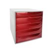 9002493423718-Exacompta Ecobox - Module de classement 5 tiroirs - gris/framboise translucide-P_79445316_1-0
