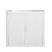 Armoire basse à rideaux EASY OFFICE - 110 x 104 x 41,5 cm - Corps, rideaux et poignée blanc