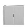 Armoire basse à rideaux EASY OFFICE - 110 x 104 x 41,5 cm - Corps et rideaux gris - Poignée anthracite