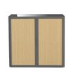 Armoire basse à rideaux EASY OFFICE - 110 x 104 x 41,5 cm - Corps et poignée anthracite - Rideaux imitation hêtre