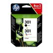 HP 301 - Pack de 2 - noir et 3 couleurs - cartouche d'encre originale (N9J72AE)