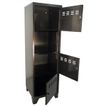 Casier de bureau monobloc métallique avec pieds - 4 portes - H134 x L40 x P40 cm - noir vernis
