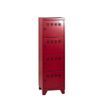 Casier de bureau monobloc métallique avec pieds - 4 portes - H134 x L40 x P40 cm - rouge rubis