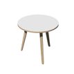 7331910018919-Table haute ronde - 80 cm - 3 Pieds bois - plateau blanc avec bords chêne--0