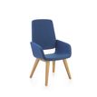 Chaise AITA - dossier haut - siège pivotant - pietement bois - tissu bleu