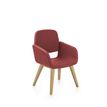 Chaise AITA - dossier bas - piètement bois - tissu rouge