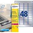 Avery - 960 Étiquettes ultra résistantes métalliques - 45,7 x 21,2 mm - Impression laser - réf L6009-20