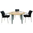 Table de réunion ronde EVIDENCE - 120 cm - Pieds aluminium - Plateau imitation merisier