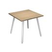 Table haute - 80 x 80 x 105 cm - Pieds métal blancs - Chêne