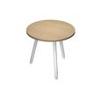 2012349509951-Table ronde - H74,4 cm - 80 cm - 3 pieds blanc - plateau imitation chêne--0