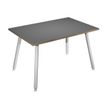 Table haute - 120 x 80 x 105 cm - Pieds métal blancs - Anthracite chants chêne