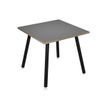 Table haute - 80 x 80 x 105 cm - Pieds métal noirs - Anthracite chants chêne