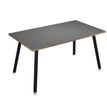 Table haute - 140 x 80 x 105 cm - Pieds métal noirs - Anthracite chants chêne