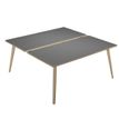 Bureau Bench LEONARDO - L160 x H74 x P168 - Pieds bois - Anthracite chants chêne