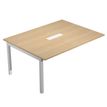 Prolongement pour table de réunion BRIDGE - L160 x H73 x P120 - Pieds gris alu - Plateau chêne