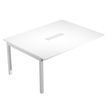 Prolongement pour table de réunion BRIDGE - L160 x H73 x P120 - Pieds gris alu - Plateau blanc