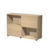 Bibliothèque basse TETRIS - L120 x H79 x P35 - Corps et portes chêne