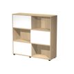 Bibliothèque mi-haute TETRIS  - L120 x H116,2 x P35 - Corps chêne - Portes blanches