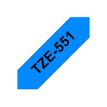 Brother TZe551 - Ruban d'étiquettes auto-adhésives - 1 rouleau (24 mm x 8 m) - fond bleu écriture noire 