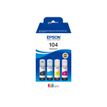 8715946684888-Epson EcoTank 104 - pack de 4 - noir, jaune, cyan, magenta - réservoir d'encre original-Avant-0