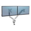 Fellowes Platinum series - Bras porte écran double réglable -  fixation sur bureau - gris