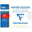 Clairefontaine - Pochette papier à dessin  - 15 feuilles (dont 3 gratuites) - 24 x 32 cm - 180 gr - blanc