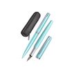 4014421346469-Online Eleganza - Parure stylo à bille/stylo plume - turquoise satin-Angle gauche-1