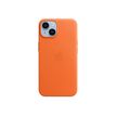 0194253345367-Apple - coque de protection en cuir avec MagSafe pour iPhone 14 - orange-Avant-0