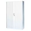 Armoire haute à rideaux - L120  x H198 x P43 cm - 4 tablettes - blanc